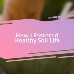 How I Fostered Healthy Soil Life