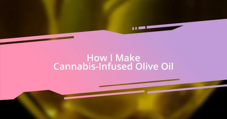 How I Make Cannabis-Infused Olive Oil