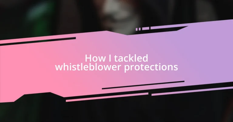 How I tackled whistleblower protections