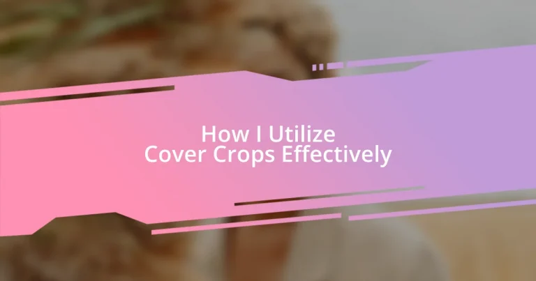 How I Utilize Cover Crops Effectively