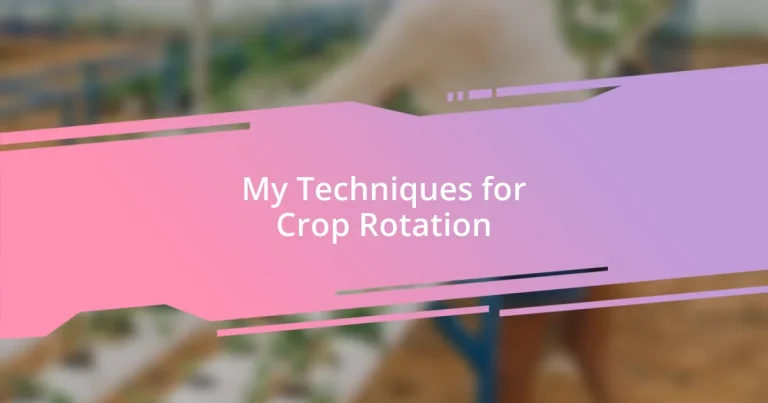 My Techniques for Crop Rotation